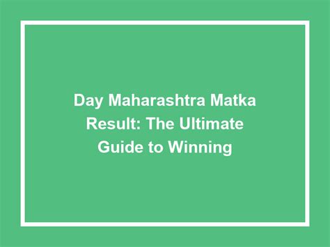 maharashtra day satta matka|day maharashtra matka result.